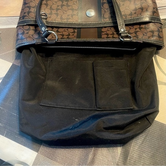 COACH Heritage Signature Tote CHELSEA-F15137-BLACK/BROWN 🔥Authebtic 🔥EUC - Picture 9 of 11